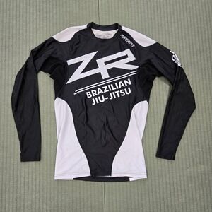 Hyperfly ZR Brazilian Jiu Jitsu Rashguard Sz Medium Used Black White Ranked BJJ